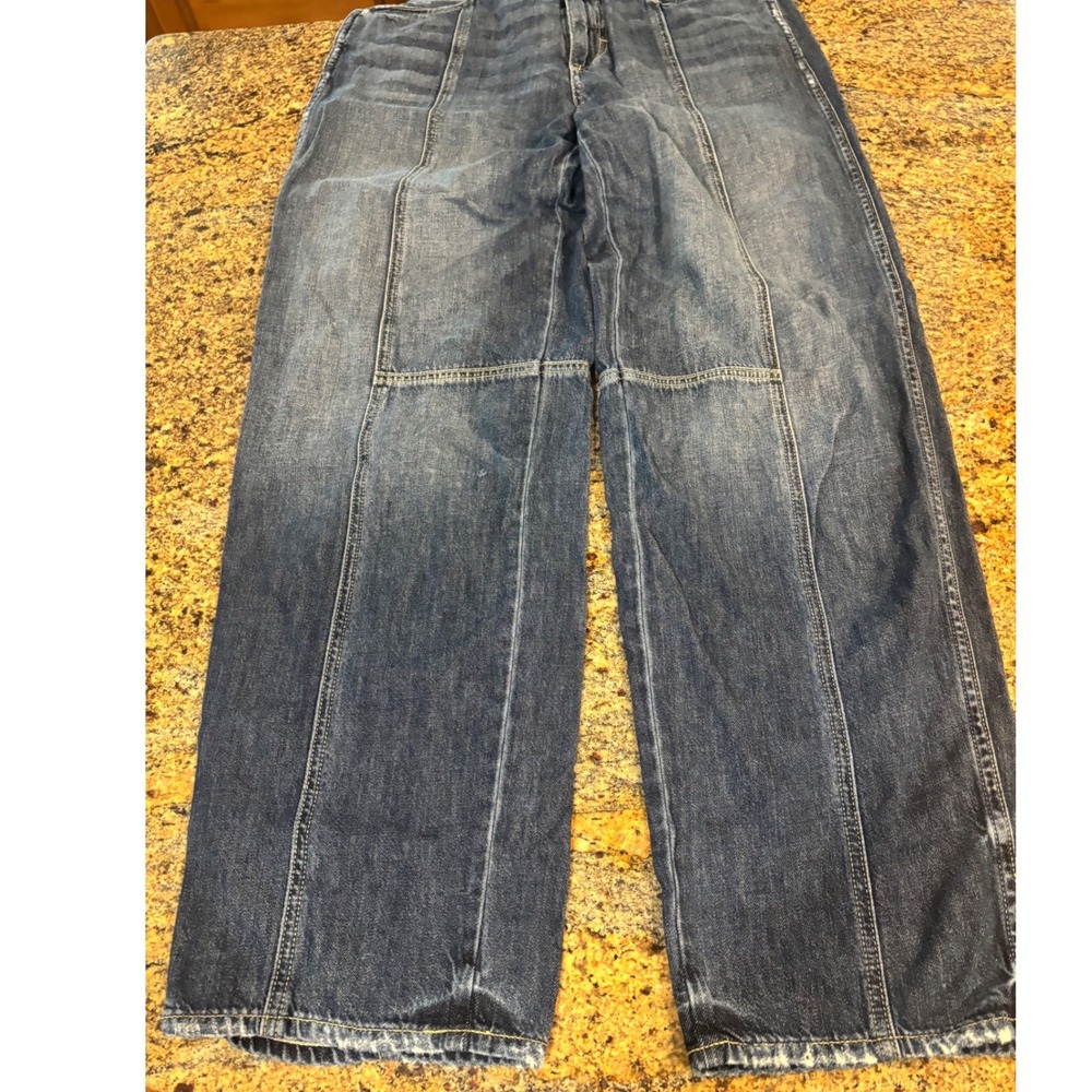 AMO Seamed Jean Enchanted Straight Leg Panelled Denim Blue Size 27 (Fits 29) USA - Picture 2 of 8